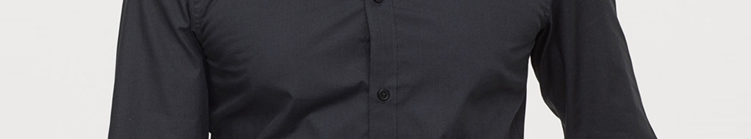 Buy H&M Men Black Solid Easy Iron Shirt Slim Fit - Shirts for Men ...