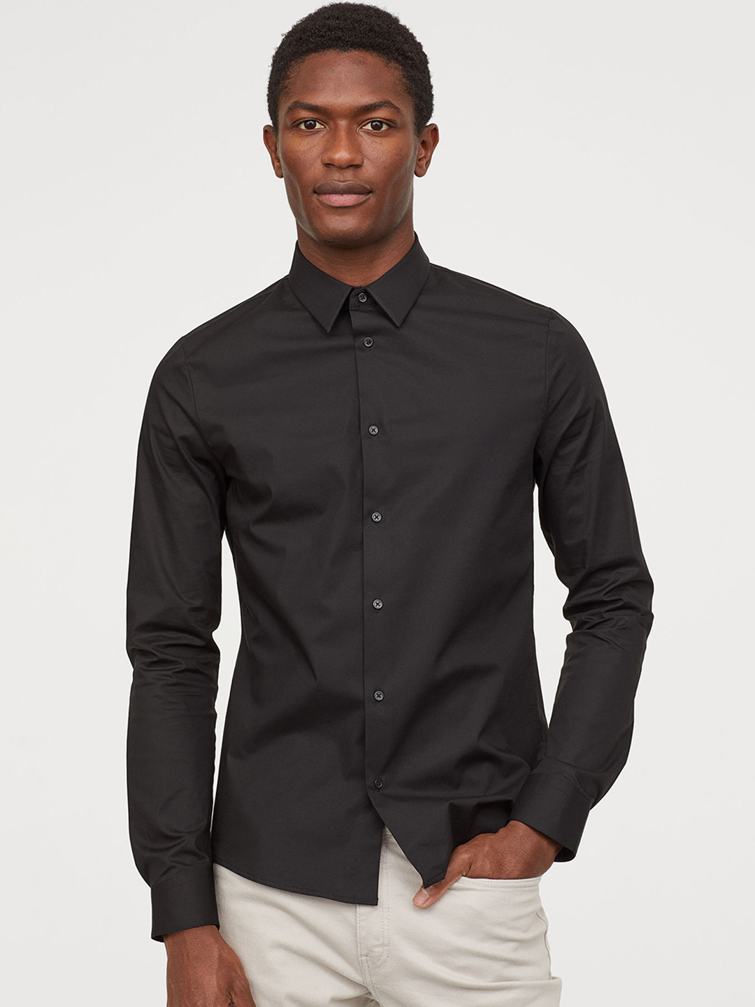 Buy H&M Men Black Solid Shirt Muscle Fit Shirts for Men 10366229 Myntra