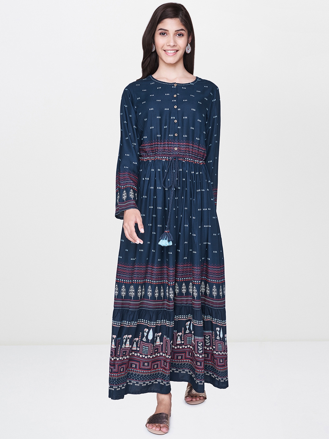 Buy Global Desi Women Blue Maxi Dress - Dresses for Women 10366257 | Myntra