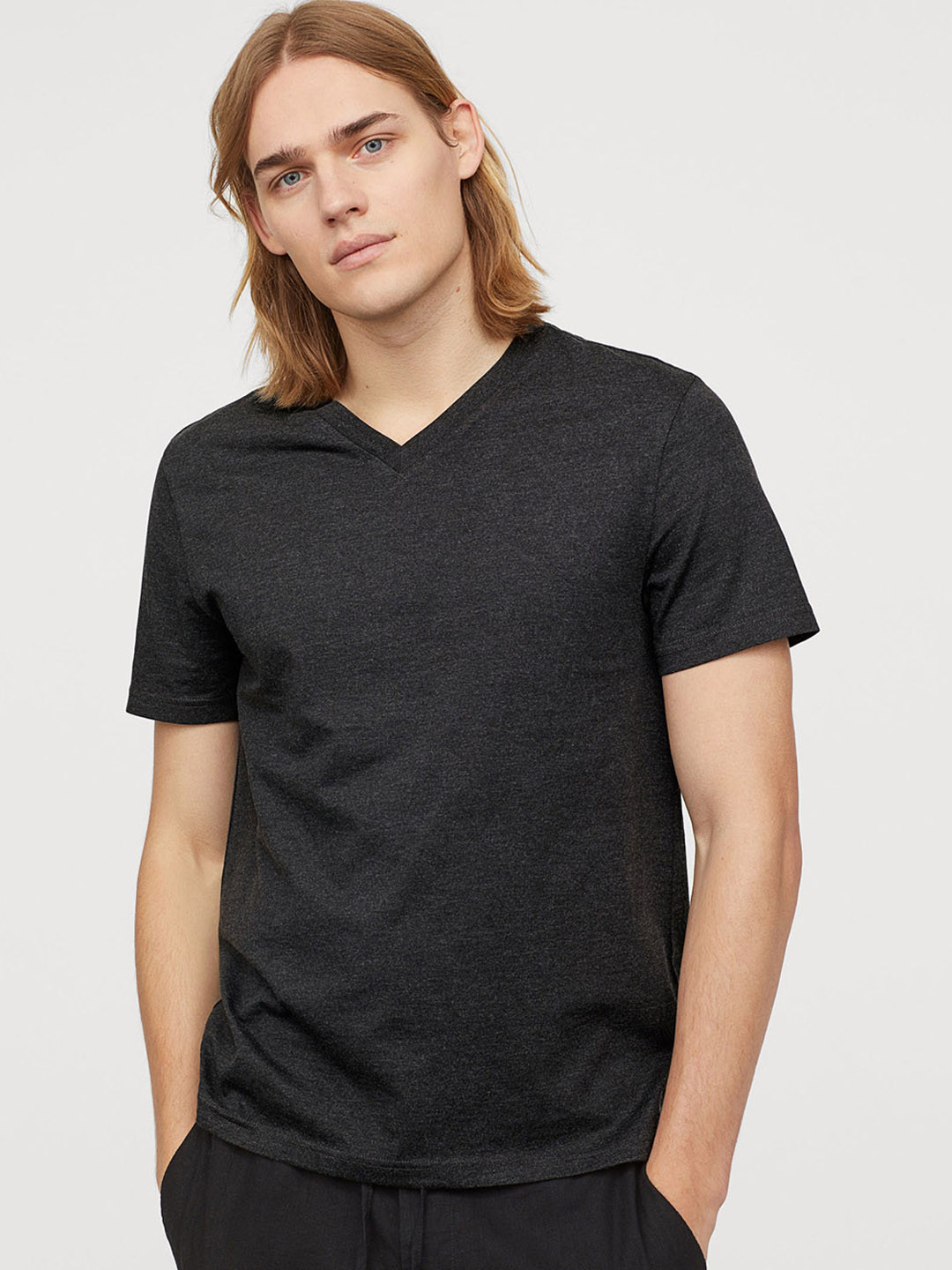 Buy H&M Men Black Solid V Neck T Shirt Regular Fit Tshirts for Men 10367125 Myntra