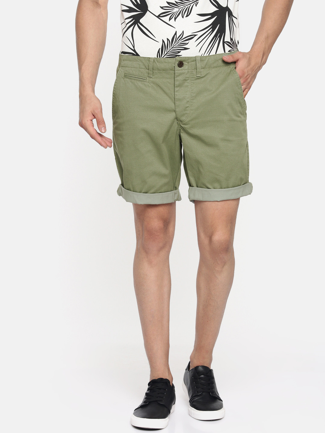 Buy Jack & Jones Men Green Printed Regular Fit Chino Shorts Shorts