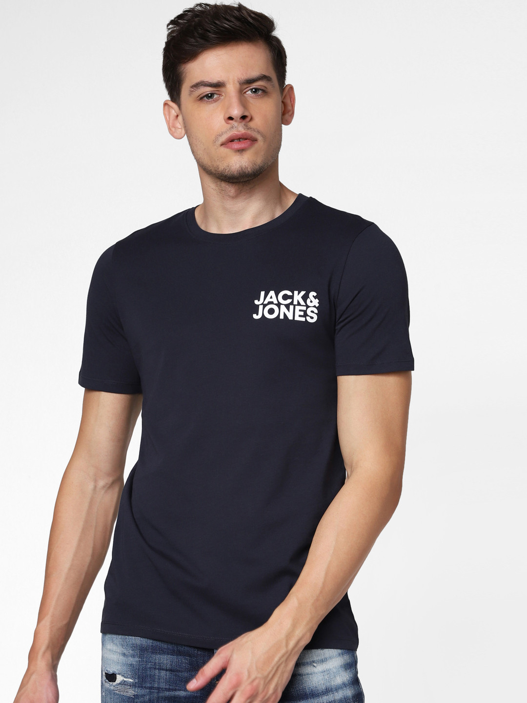 Buy Jack Jones Men Navy Blue Printed Round Neck Pure Cotton T Shirt Tshirts for Men 10367885 Buy Jack Jones Men Navy Blue Printed Round Neck Pure Cotton T Shirt Tshirts for Men 10367885