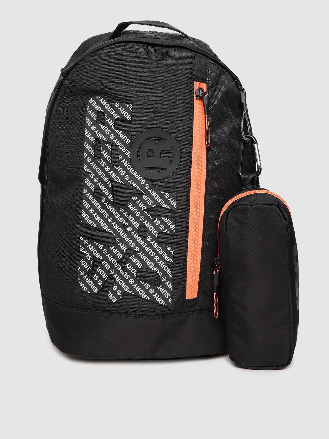 Buy Superdry Men Black & Grey Brand Logo Laptop Backpack With Pouch