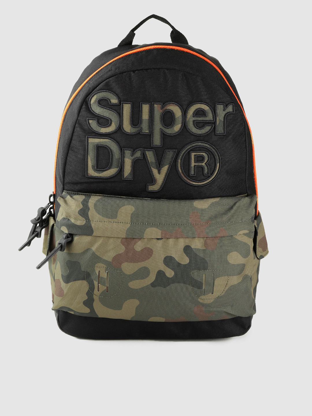 Buy Superdry Men Black & Olive Green Camouflage Print Backpack