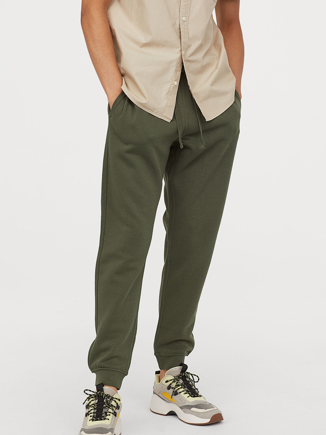 Buy H&M Men Green Solid Sweatpants Regular Fit Trousers for Men