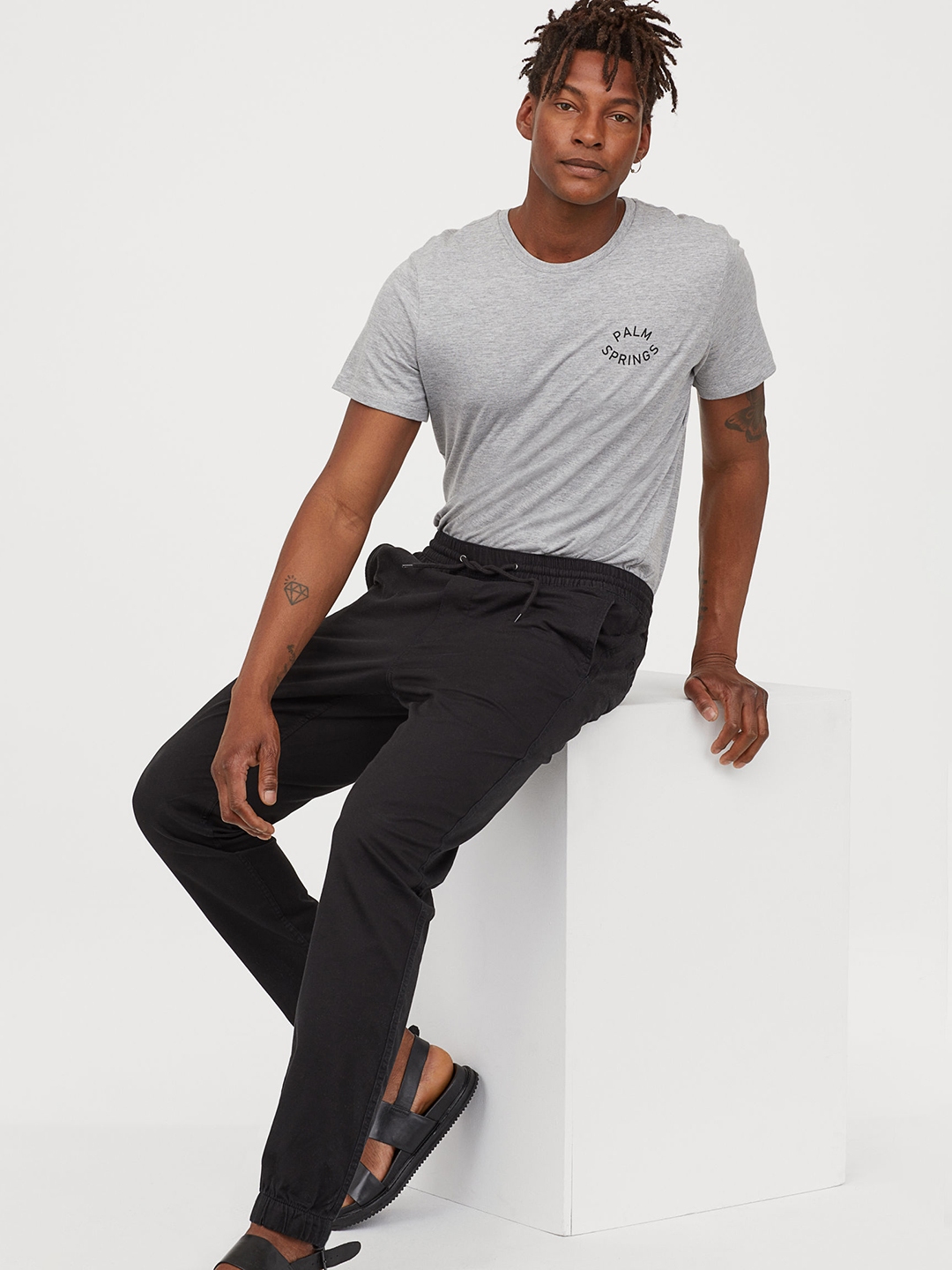 h&m cotton twill joggers
