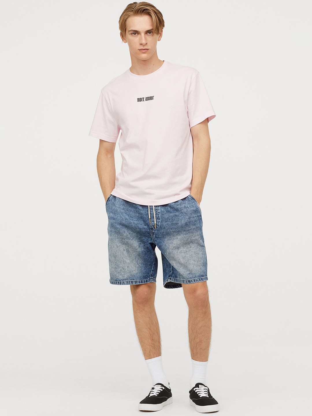 Buy H&M Men Blue Solid Elasticated Denim Shorts Shorts for Men