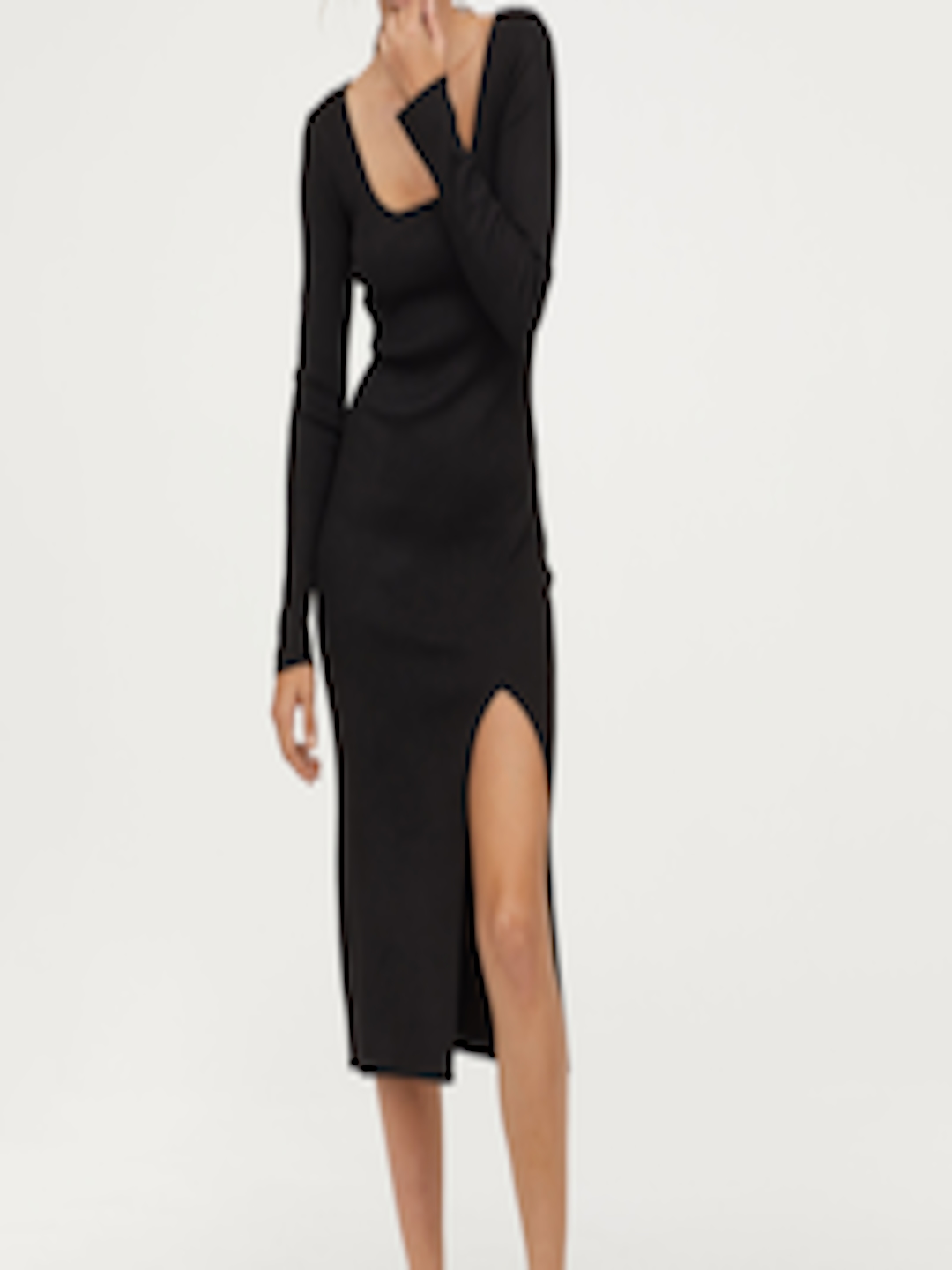 Buy H&M Women Black Solid Rib Knit Dress - Dresses for Women 10374693 ...