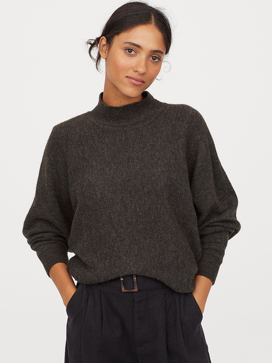 Buy H&M Women Brown Solid Fine Knit Jumper Sweaters for Women