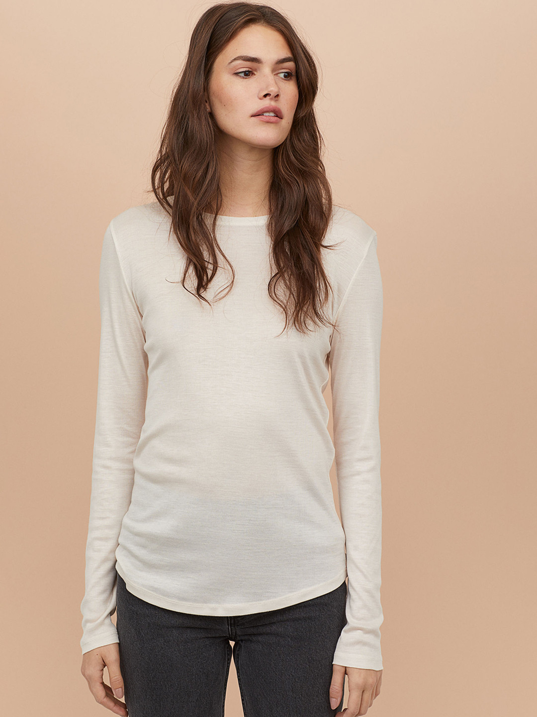 Buy H&M Women Beige Solid Tshirt Tshirts for Women 10378569 Myntra