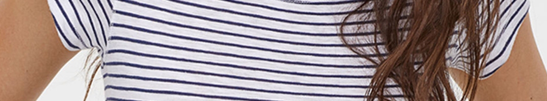 Buy HM Women Blue White Striped Short Sleeved Jersey Tshirt - Tshirts ...