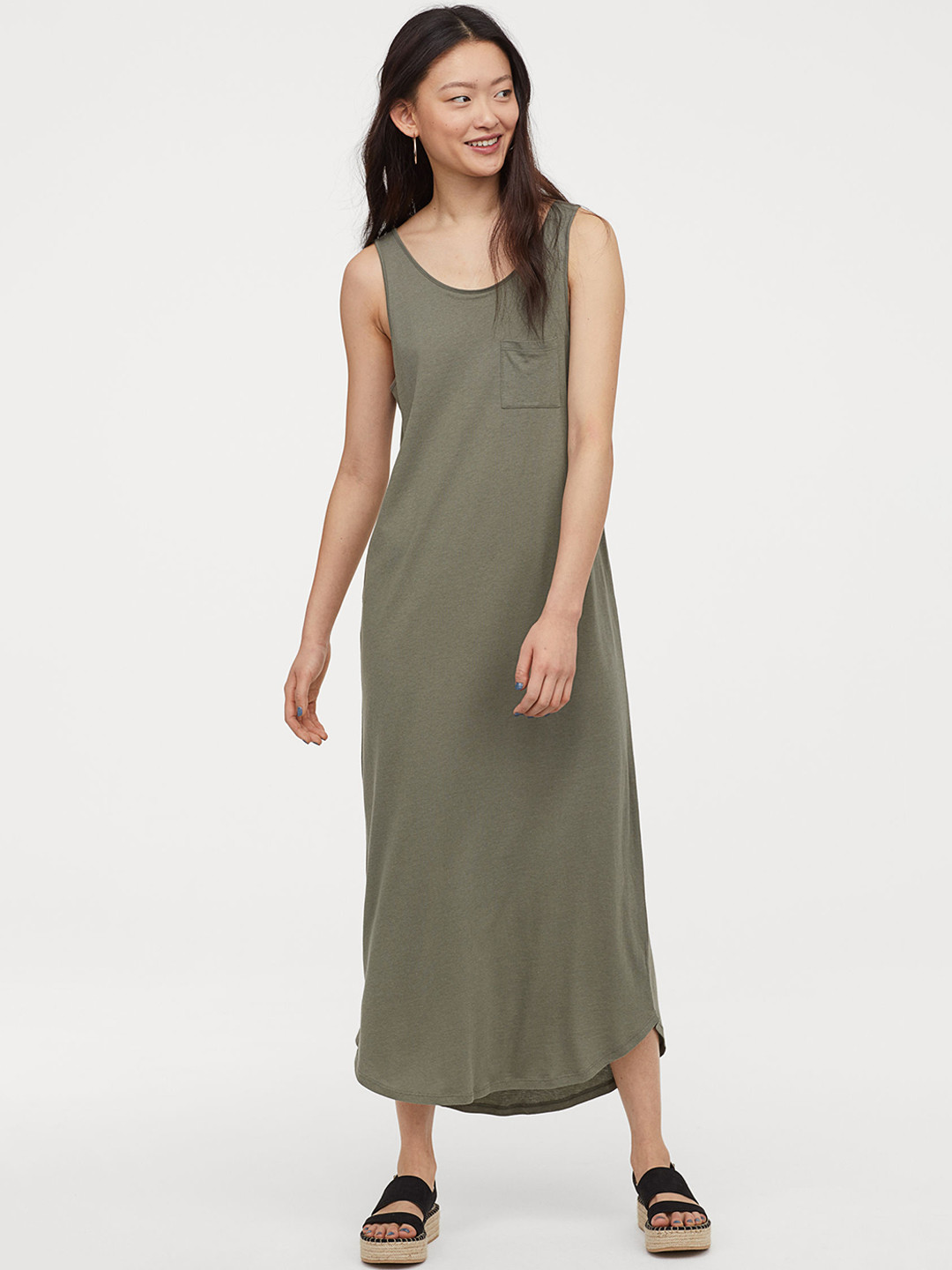 Buy H&M Women Green Solid Jersey Maxi Dress Dresses for Women 10379319 Myntra