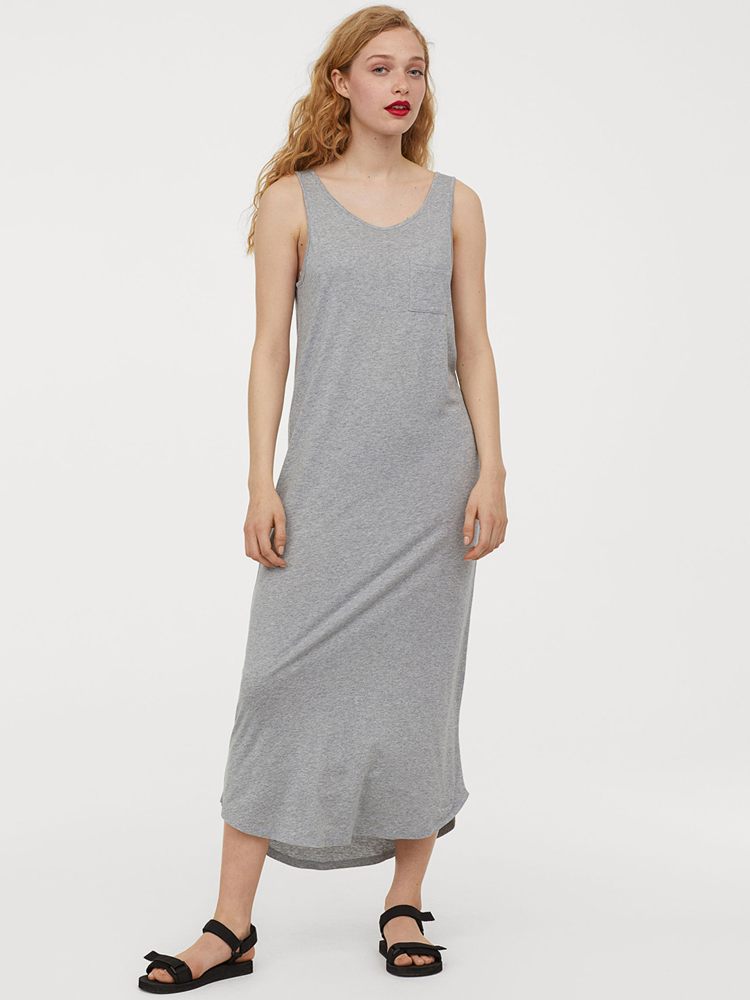 Buy H&M Women Grey Solid Jersey Maxi Dress Dresses for Women 10379341