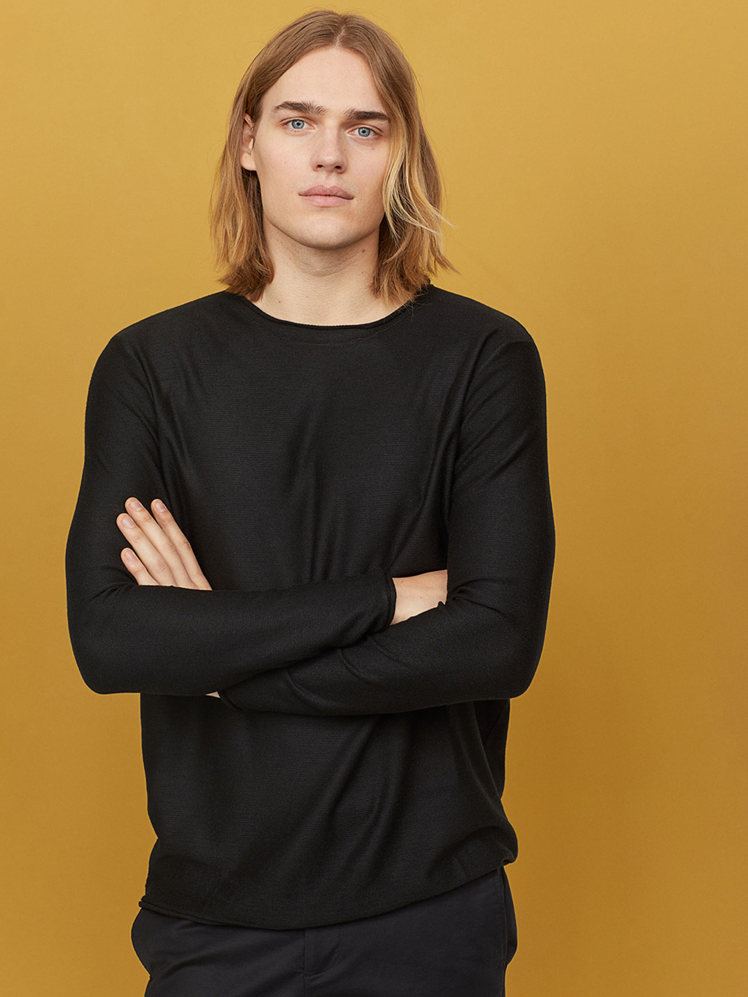 Buy H&M Men Black Solid Fine Knit Jumper Sweaters for Men 10382147