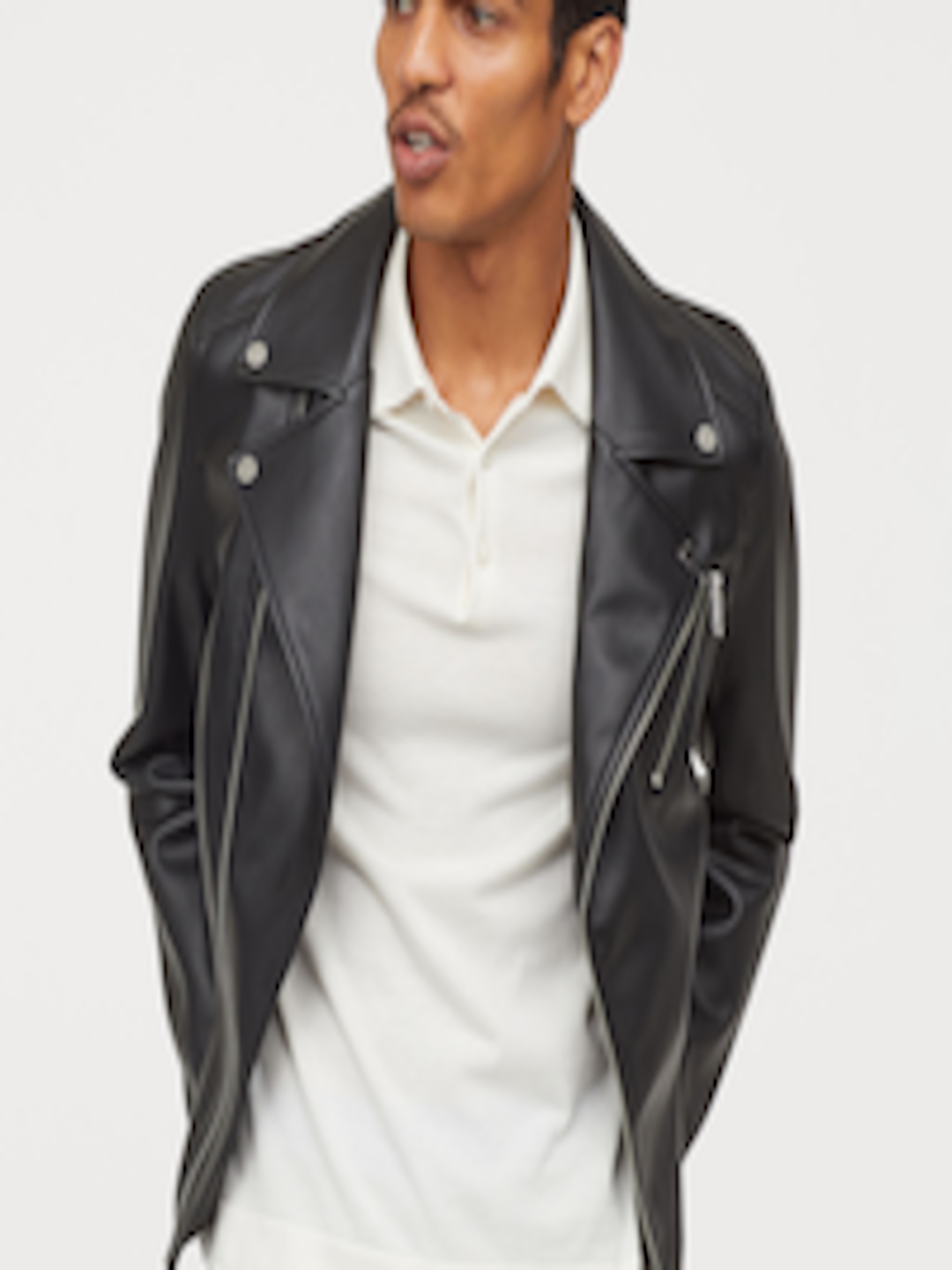 Buy H&M Men Black Solid Biker Jacket - Jackets for Men 10384719 | Myntra