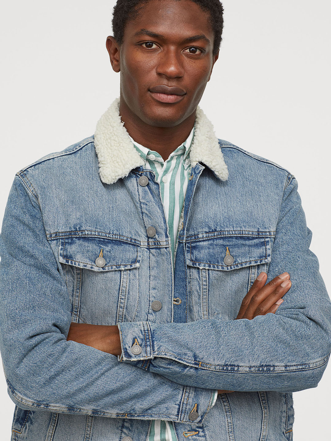 Pile lined denim jacket h&m Clearance