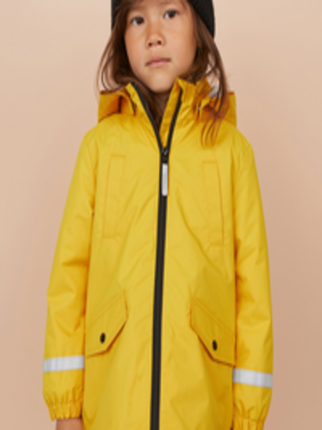 Buy H&M Girls Yellow Solid Water Repellent Jacket - Jackets for Girls