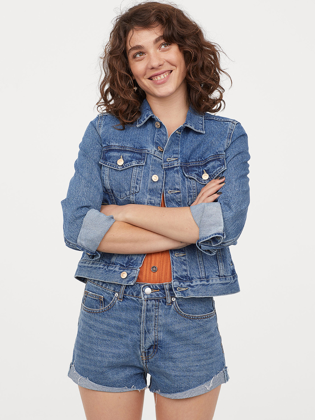 Buy H&M Women Blue Solid Denim Shorts Shorts for Women 10385087 Myntra