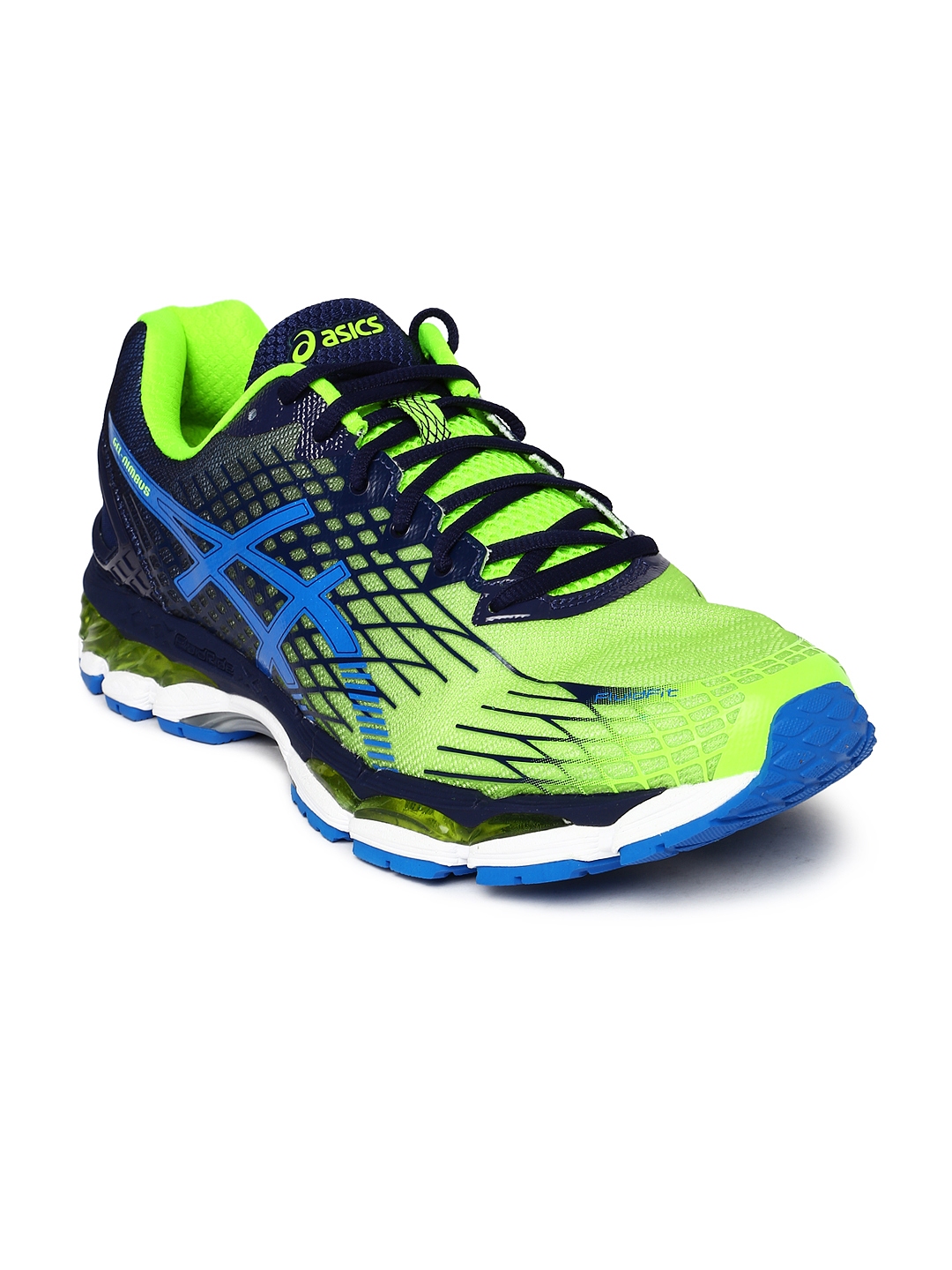 Buy ASICS Men Neon Green & Navy Nimbus 17 Running Shoes