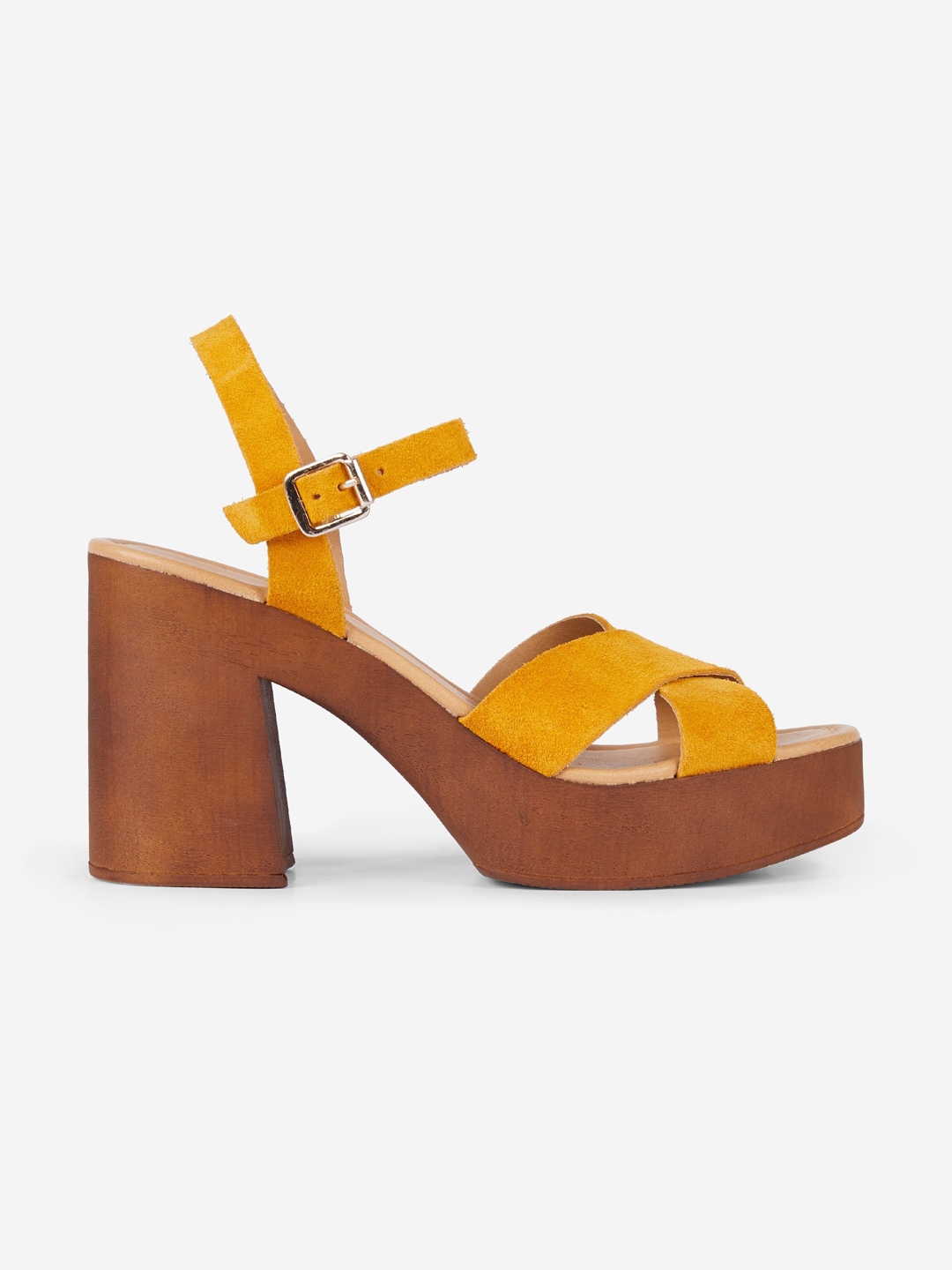 mustard platform heels