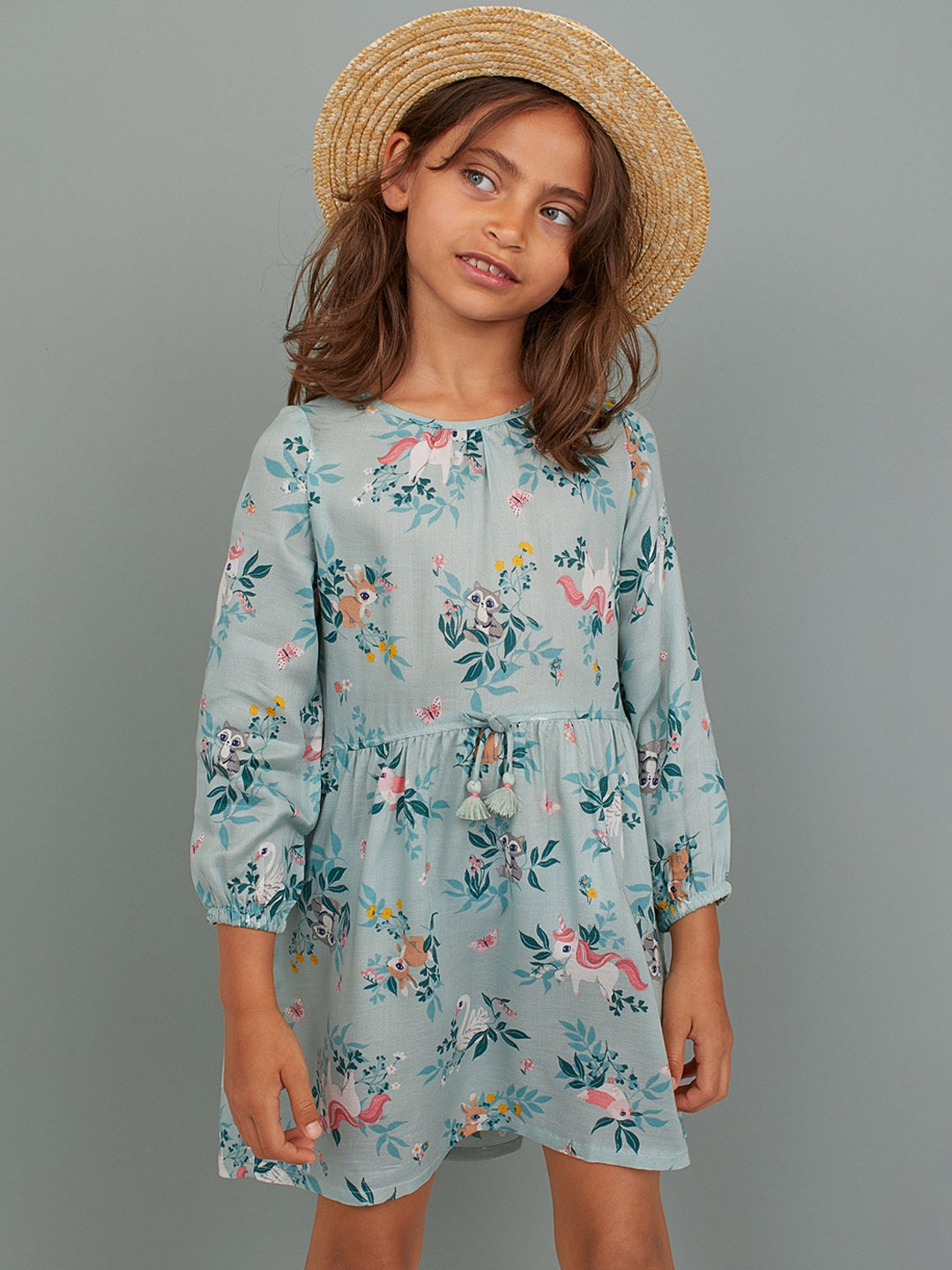 Buy H&M Girls Blue Printed Crepe Dress - Dresses for Girls 10389981 ...
