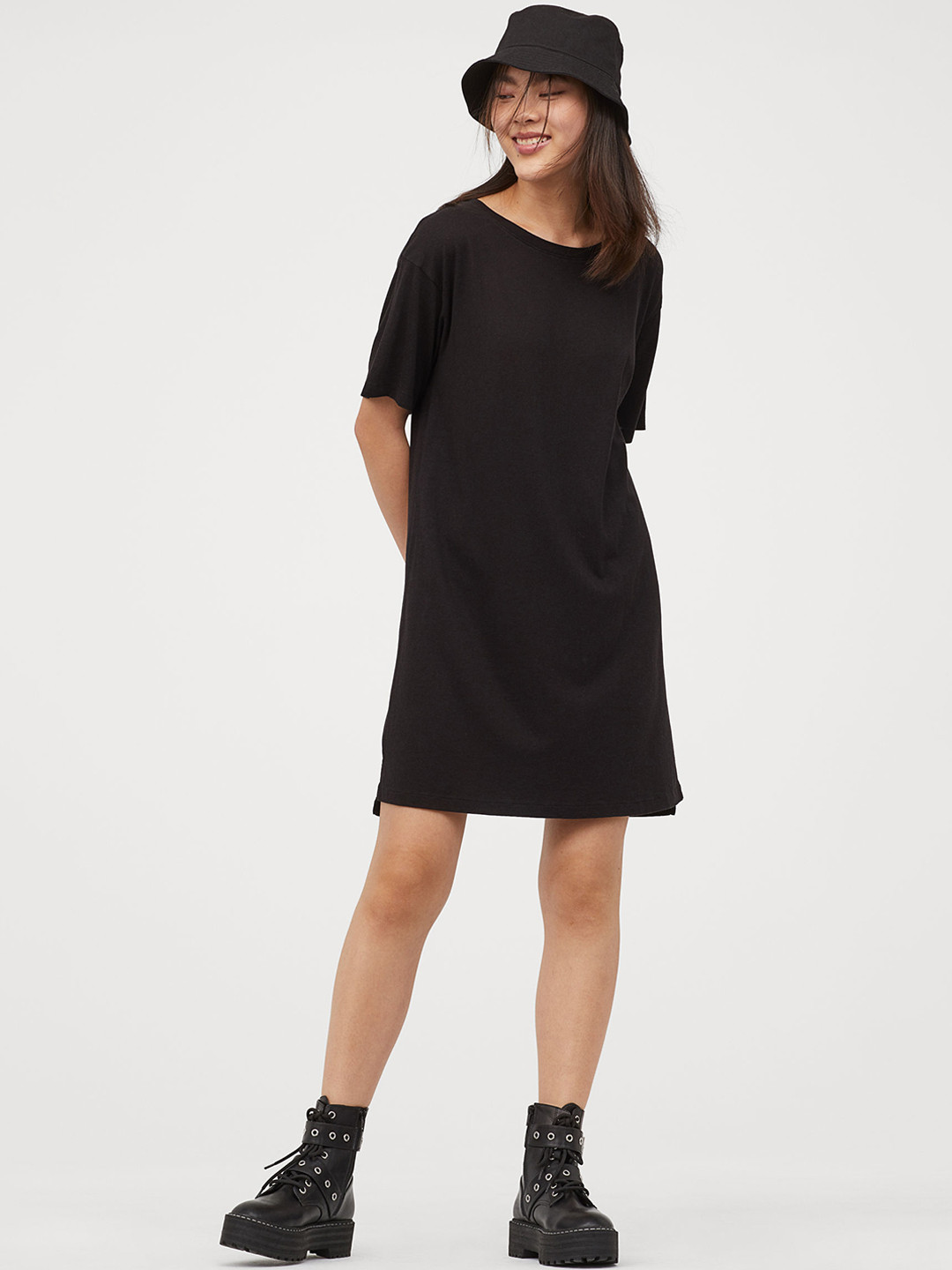 Buy H&M Women Black Solid T Shirt Dress Dresses for Women 10389985