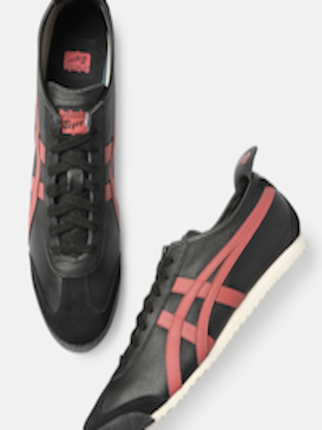 Buy Onitsuka Tiger Unisex Black Red Leather Sneakers Mexico 66 - Casual