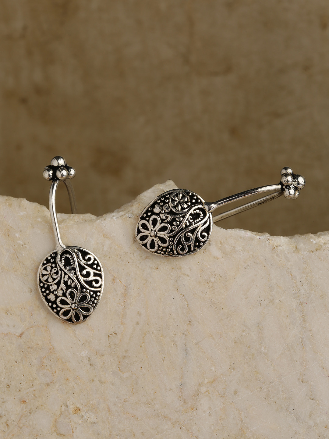 Buy Priyaasi Silver Plated Oxidized Classic Bugadi Ear Cuffs Earrings