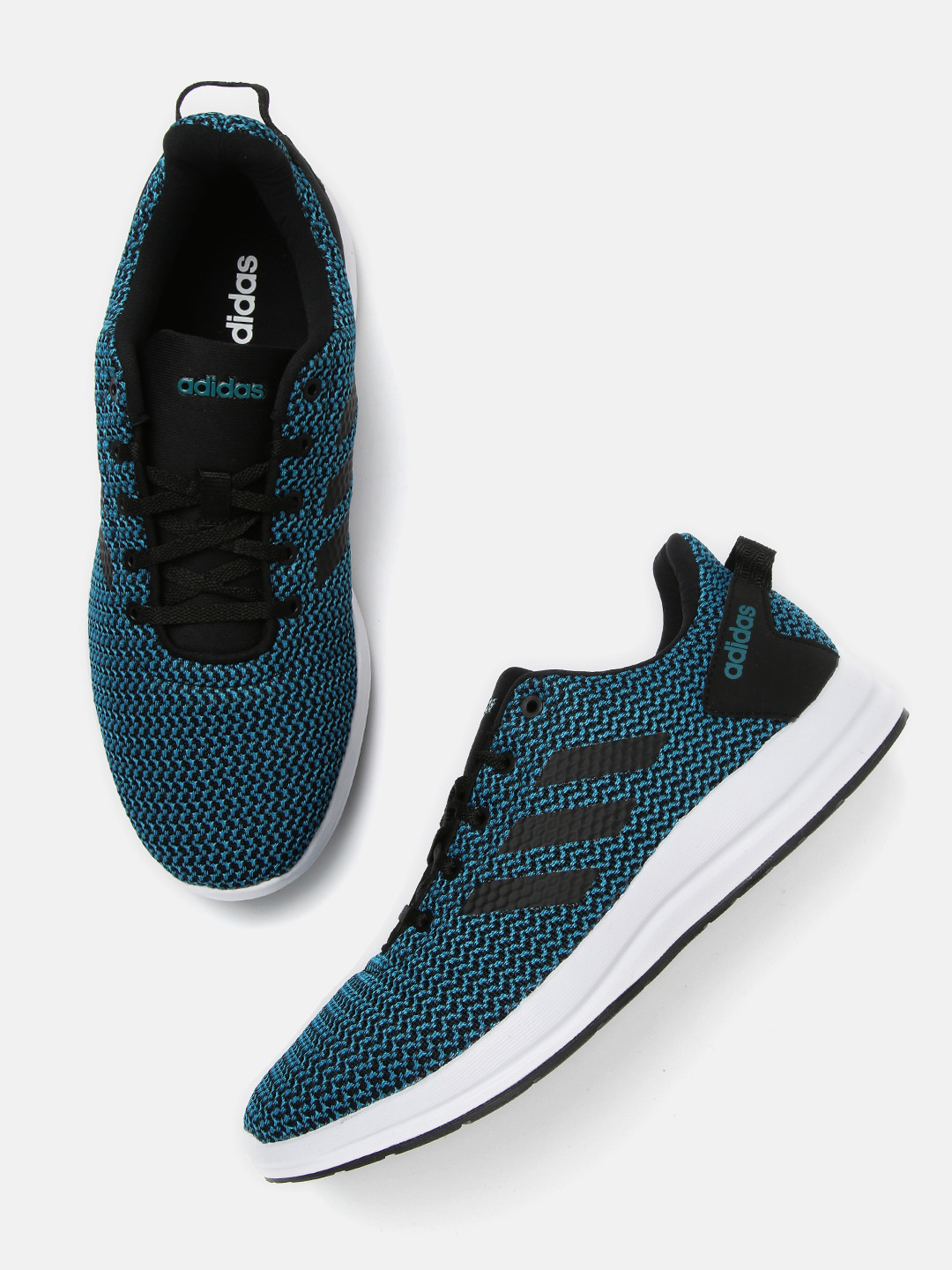 Buy ADIDAS Men Teal Blue & Black GRITO Woven Design Running Shoes