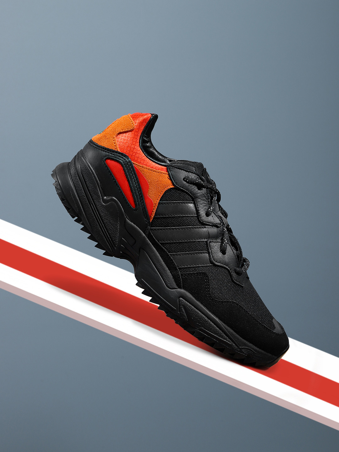 Buy ADIDAS Originals Men Black & Orange Colourblocked Yung ...