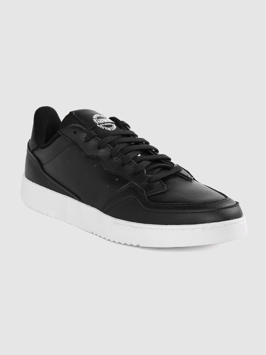 Buy ADIDAS Originals Men Black Solid Supercourt Leather Sneakers ...
