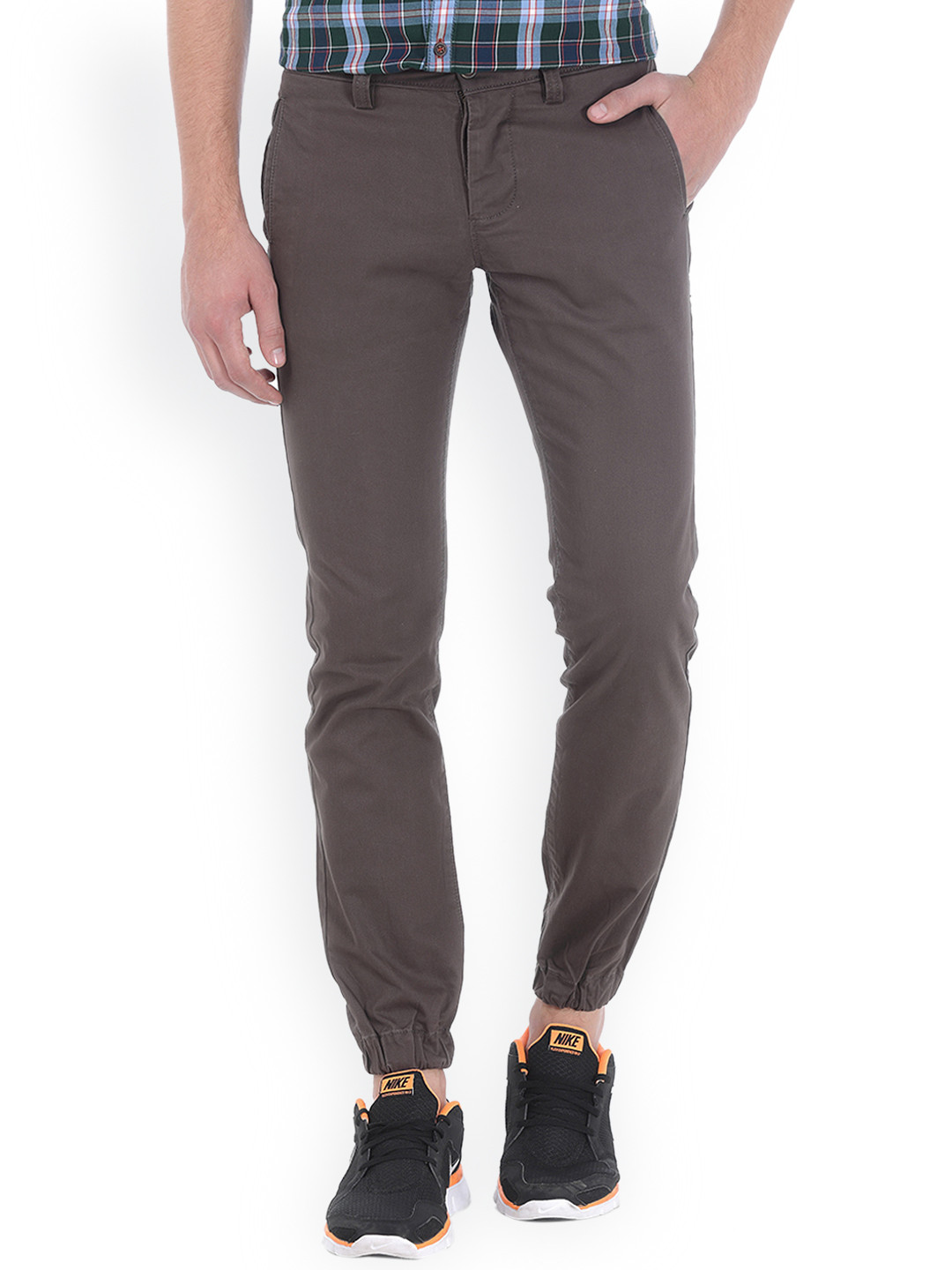 Buy Basics Grey Casual Trousers Trousers for Men 1039873 Myntra