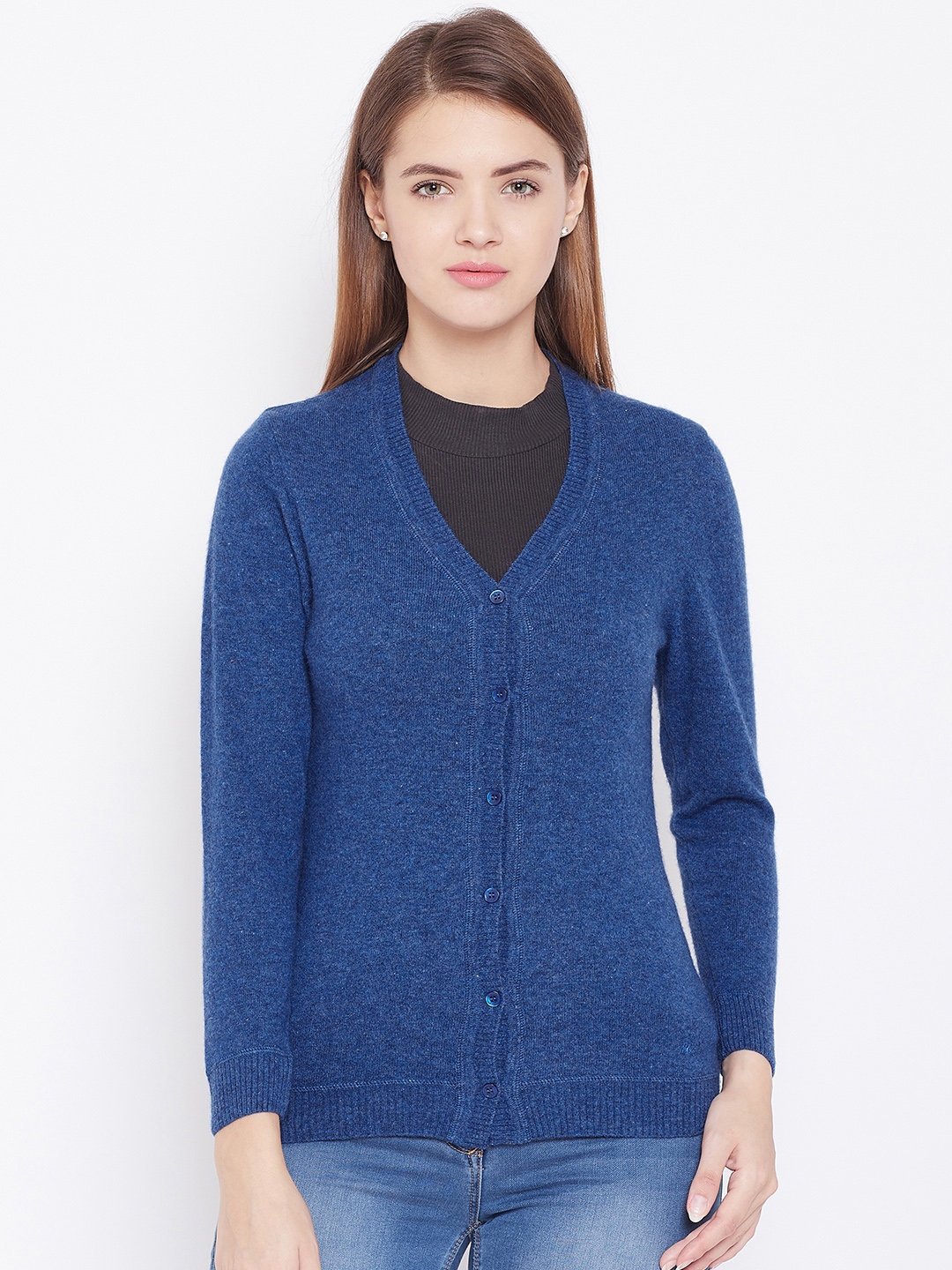 Buy Monte Carlo Women Blue Solid Cardigan - Sweaters for Women 10401081 | Myntra