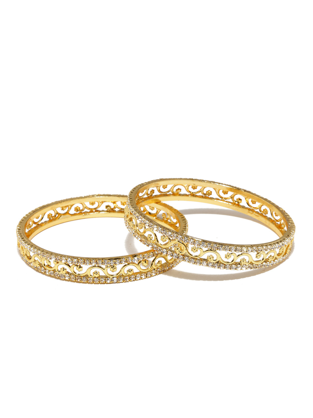 Buy Sukkhi Set Of 2 Gold Plated Australian Diamond Studded Bangles