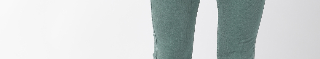 Buy Marks & Spencer Women Green Regular Fit Solid Corduroy Trousers ...