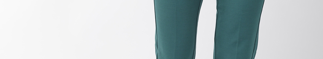 Buy Marks & Spencer Women Green Regular Fit Solid Trousers - Trousers ...