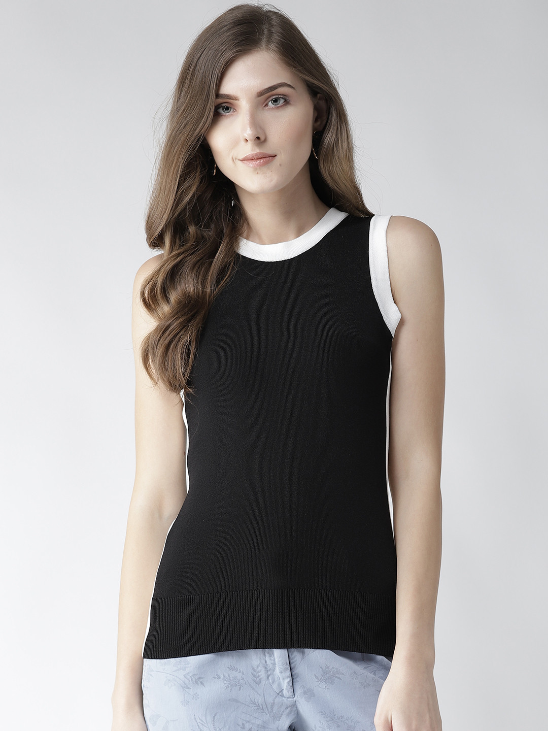 Buy Marks & Spencer Women Black Colourblocked Fitted Top Tops for