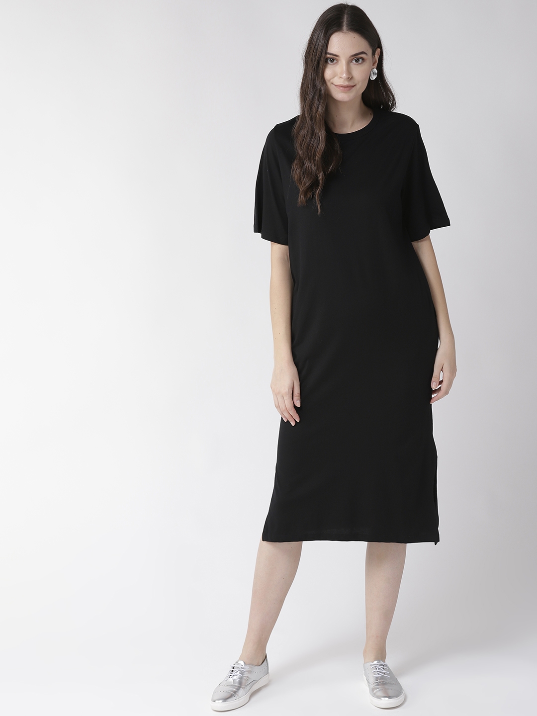 Buy Marks & Spencer Women Black Solid T Shirt Dress - Dresses for Women ...