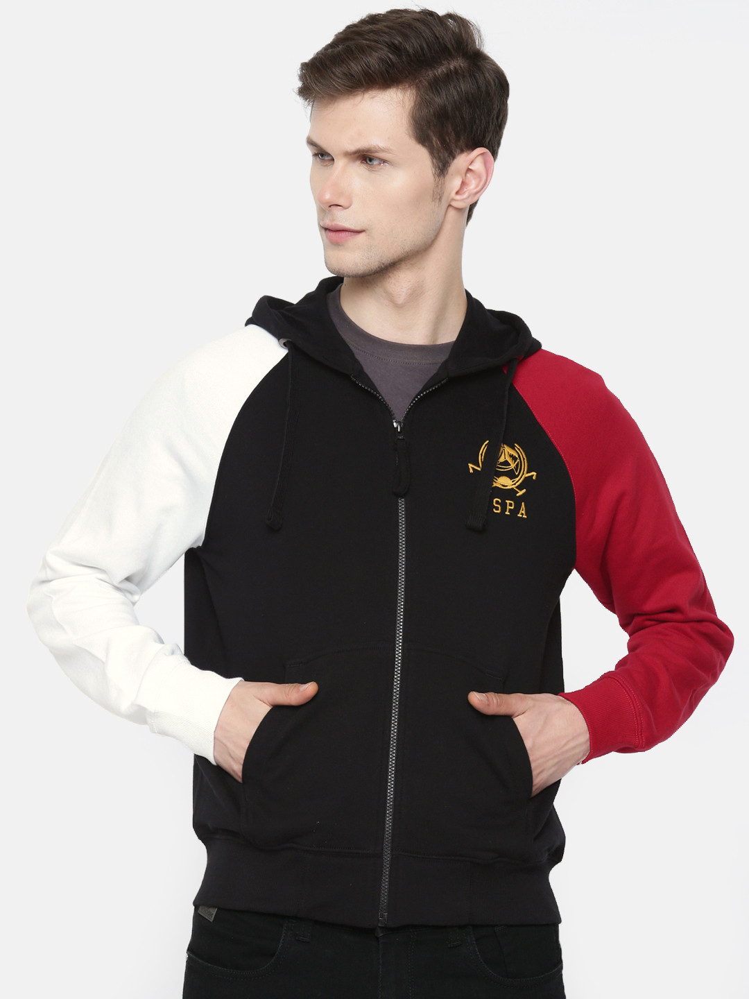 Buy U.S. Polo Assn. Denim Co. Men Black Solid Hooded Sweatshirt  - Sweatshirts for Men 10412212 | Myntra