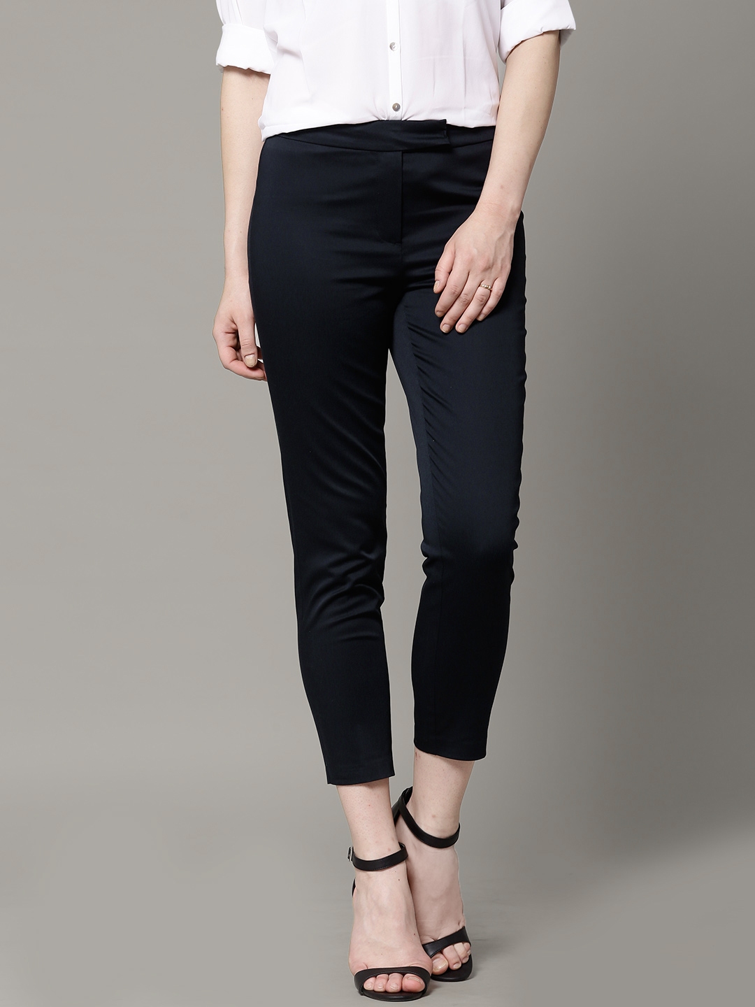 Buy Marks & Spencer Navy Cropped Trousers - Trousers for Women 1041364 ...