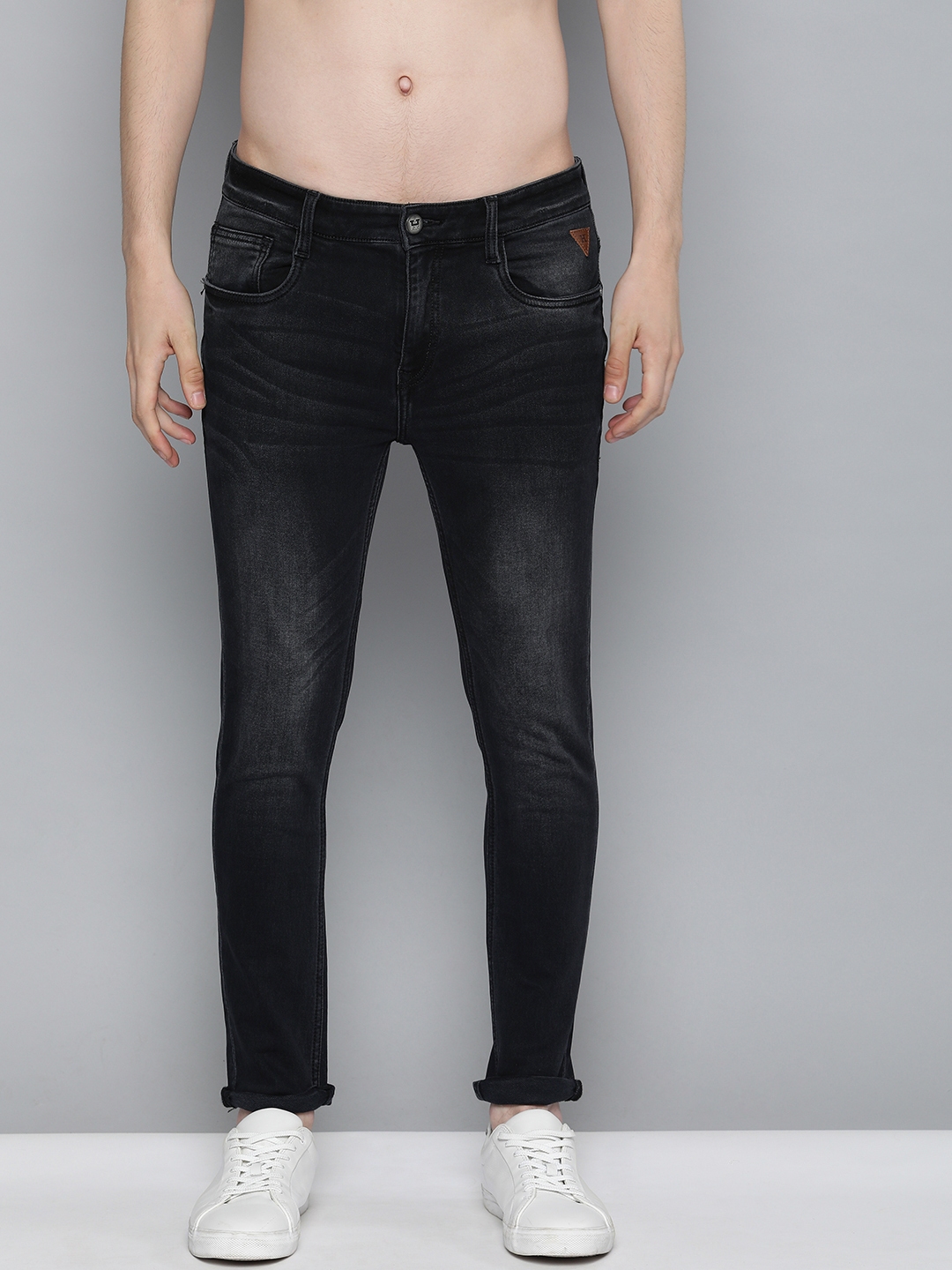 Buy Harvard Men Black Skinny Fit Mid Rise Clean Look Stretchable Jeans ...