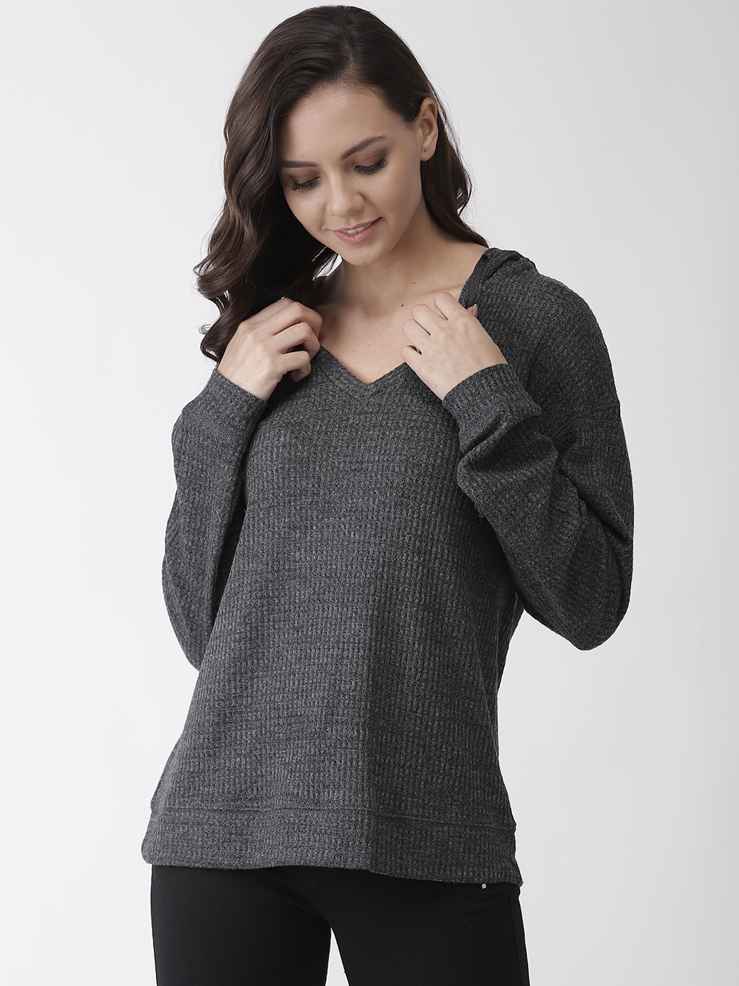 Buy Marks & Spencer Women Charcoal Grey Hooded Lounge T Shirt - Lounge ...