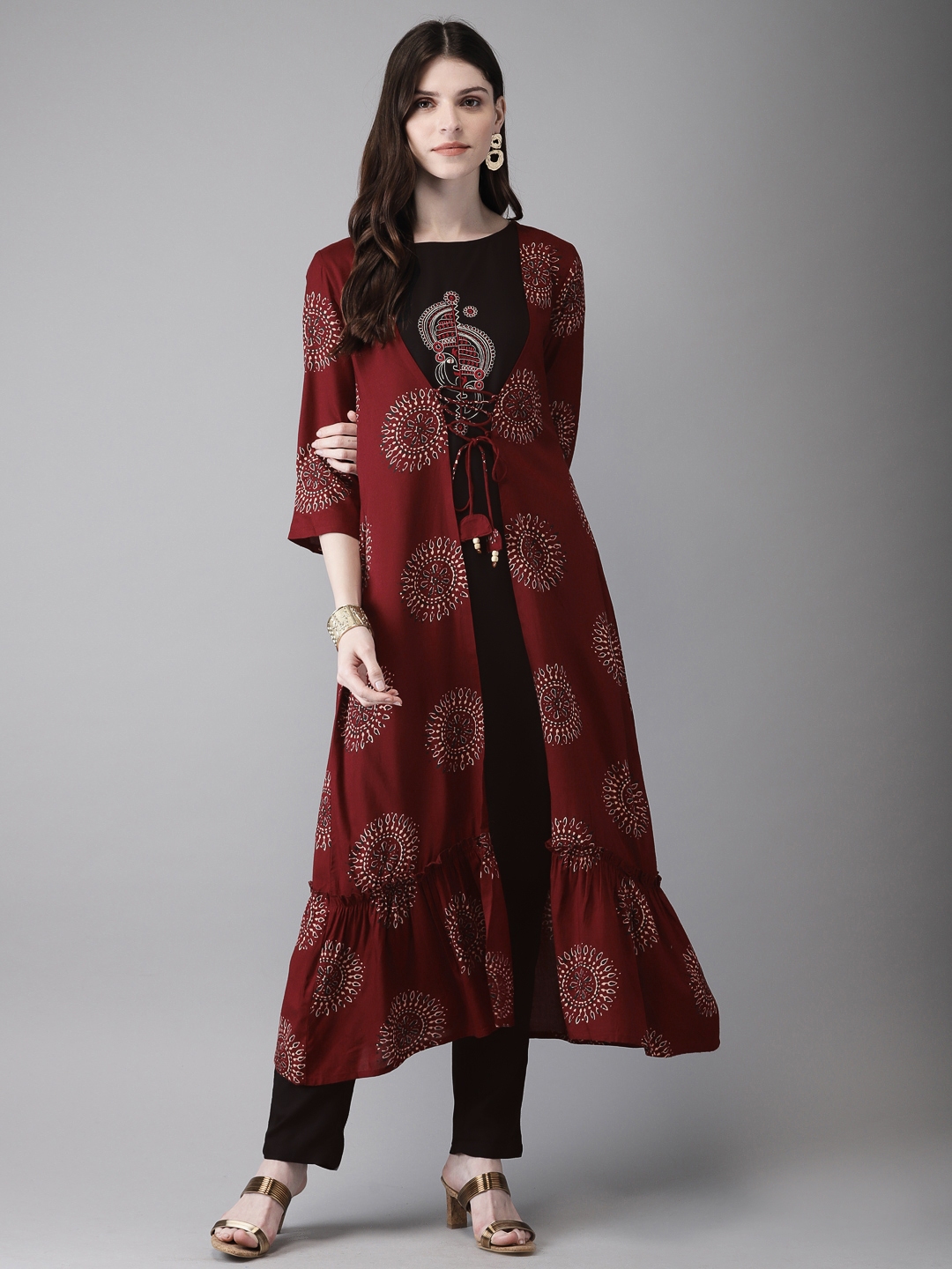 anouk maroon kurta set
