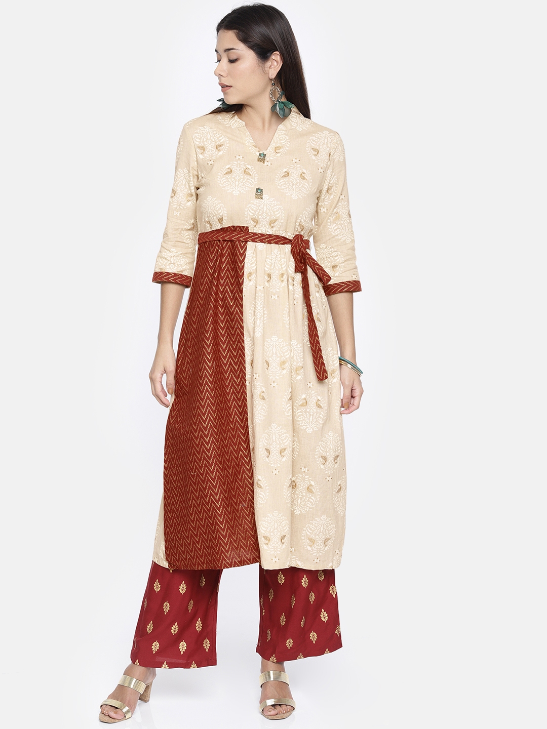 anouk maroon kurta set