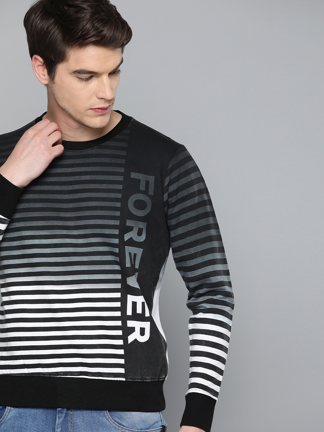 Black and white striped sweatshirt mens