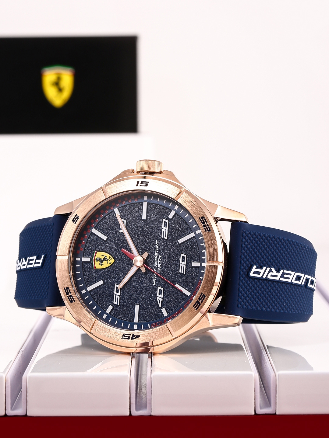 men fashion ex306 blue analog leather strap watch