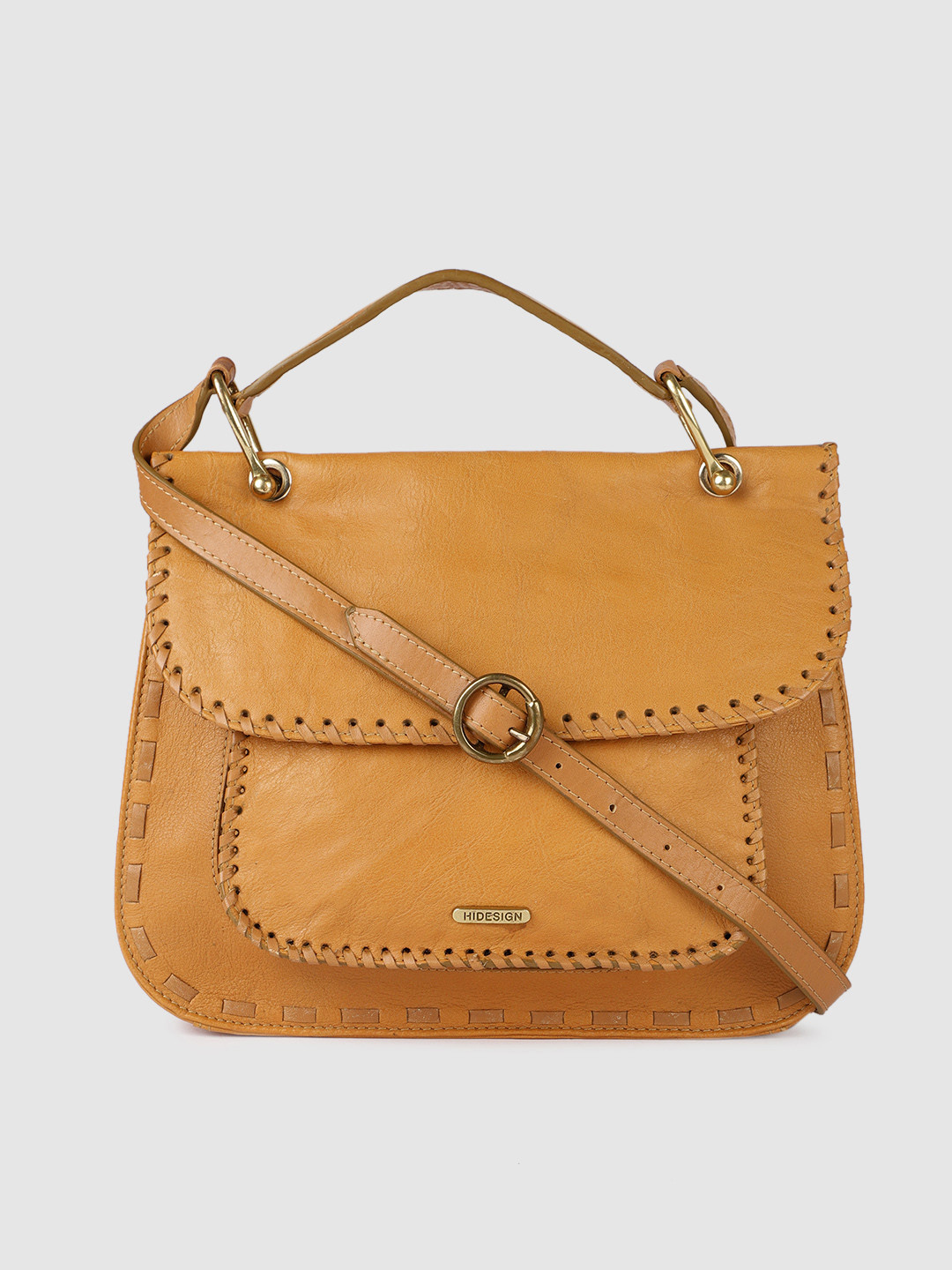 Buy Hidesign Tan Solid Leather Sling Bag Handbags for Women 10421116