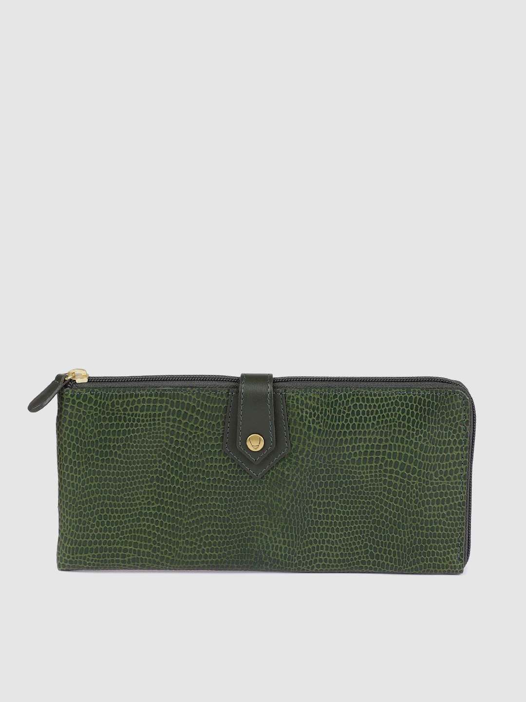 Buy Hidesign Women Green Textured Zip Around Leather Wallet - Wallets ...