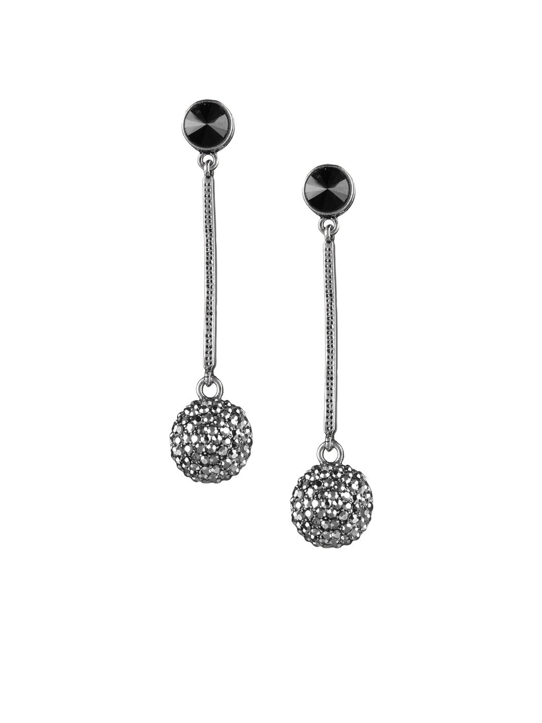 Buy Mali Fionna Silver Toned & Black Circular Drop Earrings - Earrings ...