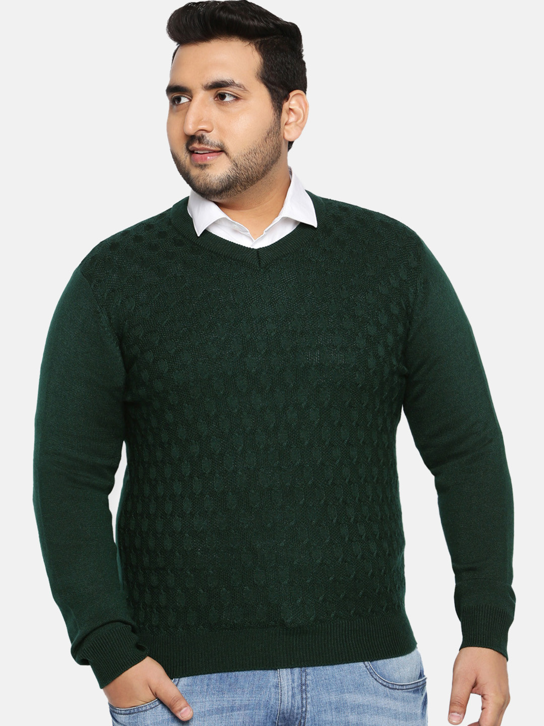 Buy ALL Plus Size Men Green Self Design Sweater Sweaters for Men 10424892 Myntra